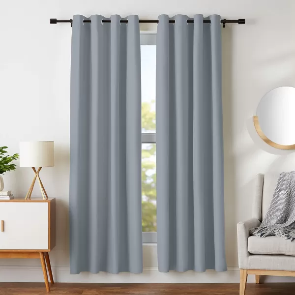 Amazon Basics Room Darkening Blackout Window Curtain with Grommets 52 x 84 Inches White  Set of 2Dark Gray