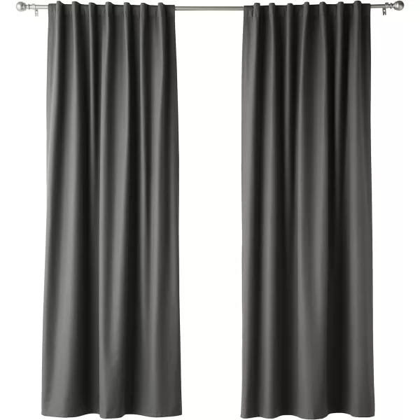 Amazon Basics Room Darkening Blackout Window Curtain with Grommets 52 x 84 Inches White  Set of 2Dark Gray