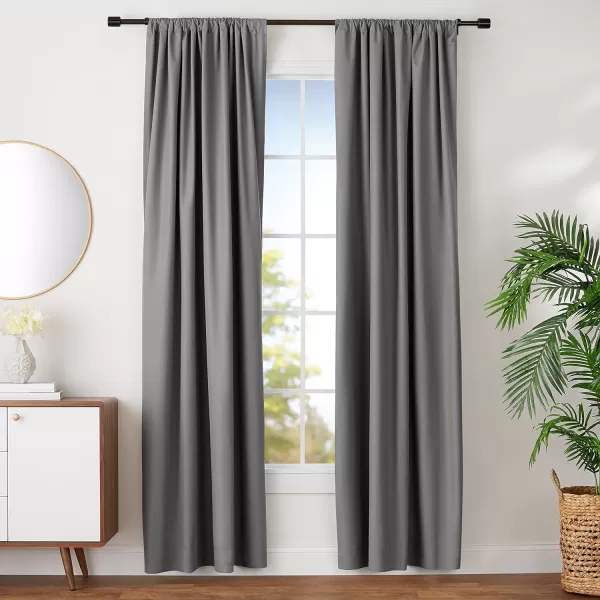 Amazon Basics Room Darkening Blackout Window Curtain with Grommets 52 x 84 Inches White  Set of 2Dark Gray