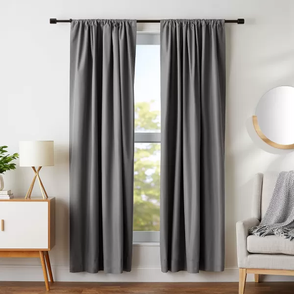 Amazon Basics Room Darkening Blackout Window Curtain with Grommets 52 x 84 Inches White  Set of 2Dark Gray