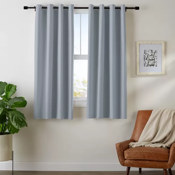 Amazon Basics Room Darkening Blackout Window Curtain with Grommets 52 x 84 Inches White  Set of 2Dark Gray