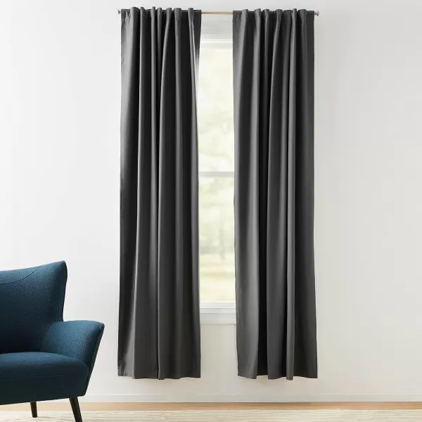 Amazon Basics Room Darkening Blackout Window Curtain with Grommets 52 x 84 Inches White  Set of 2Dark Gray