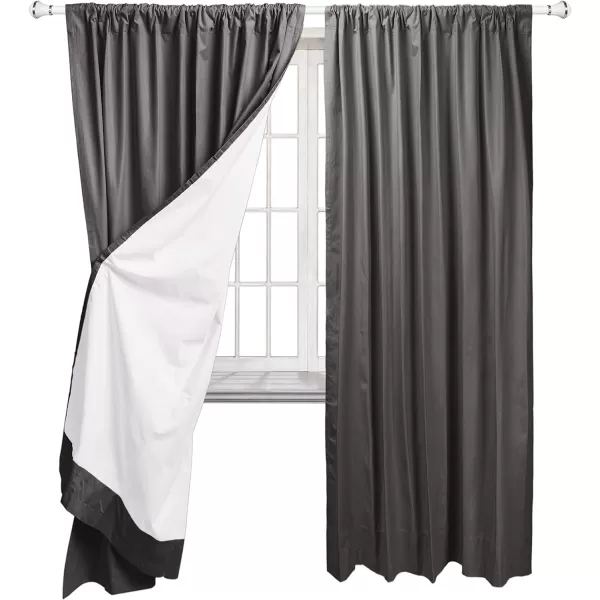 Amazon Basics Room Darkening Blackout Window Curtain with Grommets 52 x 84 Inches White  Set of 2Dark Gray