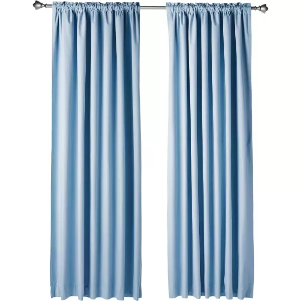 Amazon Basics Room Darkening Blackout Window Curtain with Grommets 52 x 84 Inches White  Set of 2Light Blue