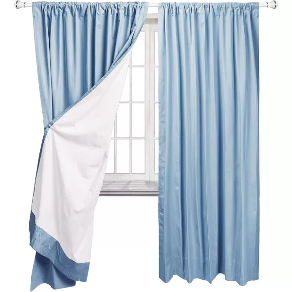 Amazon Basics Room Darkening Blackout Window Curtain with Grommets 52 x 84 Inches White  Set of 2Light Blue