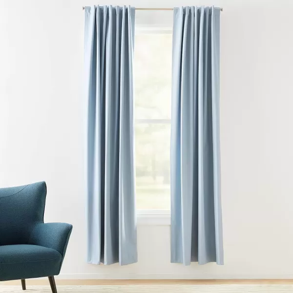 Amazon Basics Room Darkening Blackout Window Curtain with Grommets 52 x 84 Inches White  Set of 2Light Blue