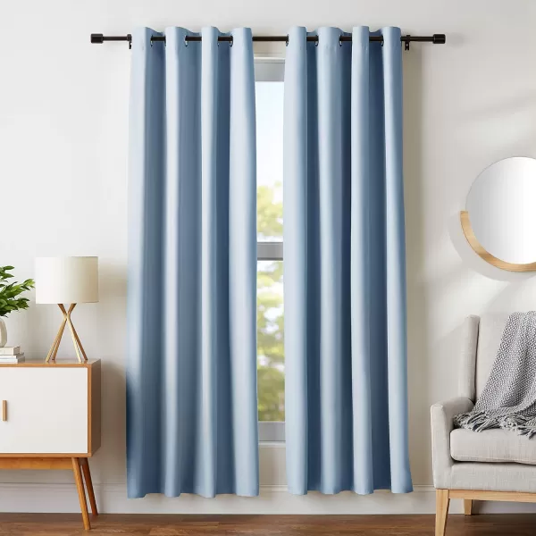 Amazon Basics Room Darkening Blackout Window Curtain with Grommets 52 x 84 Inches White  Set of 2Light Blue