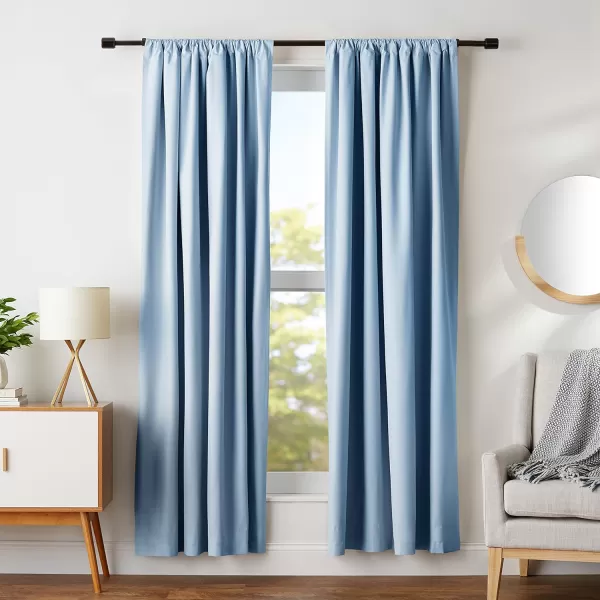 Amazon Basics Room Darkening Blackout Window Curtain with Grommets 52 x 84 Inches White  Set of 2Light Blue