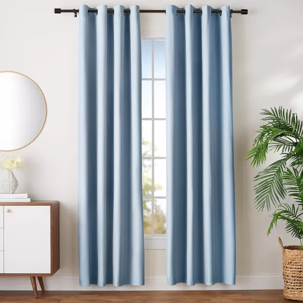 Amazon Basics Room Darkening Blackout Window Curtain with Grommets 52 x 84 Inches White  Set of 2Light Blue