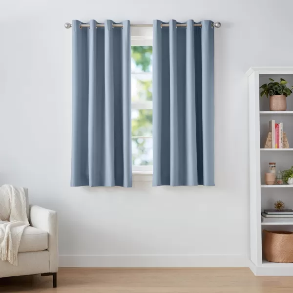 Amazon Basics Room Darkening Blackout Window Curtain with Grommets 52 x 84 Inches White  Set of 2Light Blue