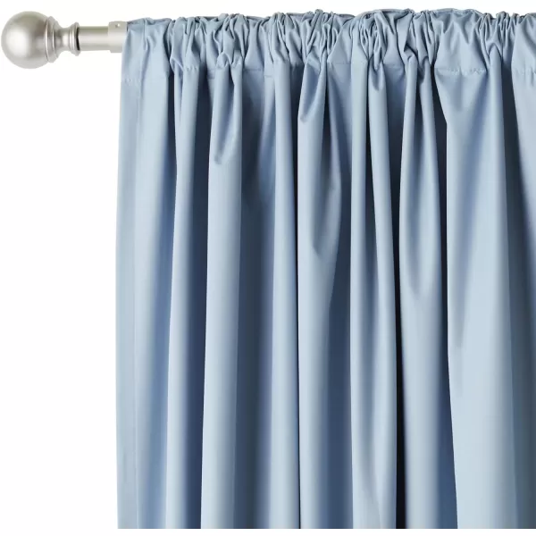 Amazon Basics Room Darkening Blackout Window Curtain with Grommets 52 x 84 Inches White  Set of 2Light Blue
