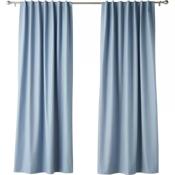 Amazon Basics Room Darkening Blackout Window Curtain with Grommets 52 x 84 Inches White  Set of 2Light Blue