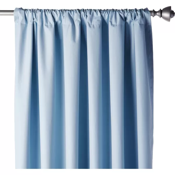Amazon Basics Room Darkening Blackout Window Curtain with Grommets 52 x 84 Inches White  Set of 2Light Blue
