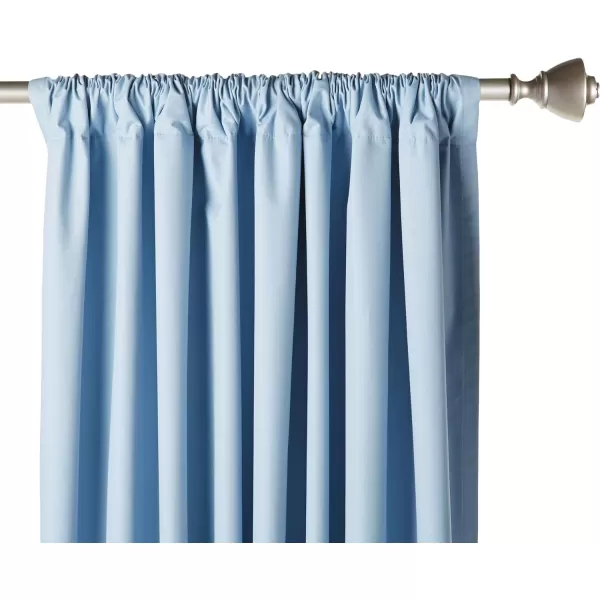 Amazon Basics Room Darkening Blackout Window Curtain with Grommets 52 x 84 Inches White  Set of 2Light Blue