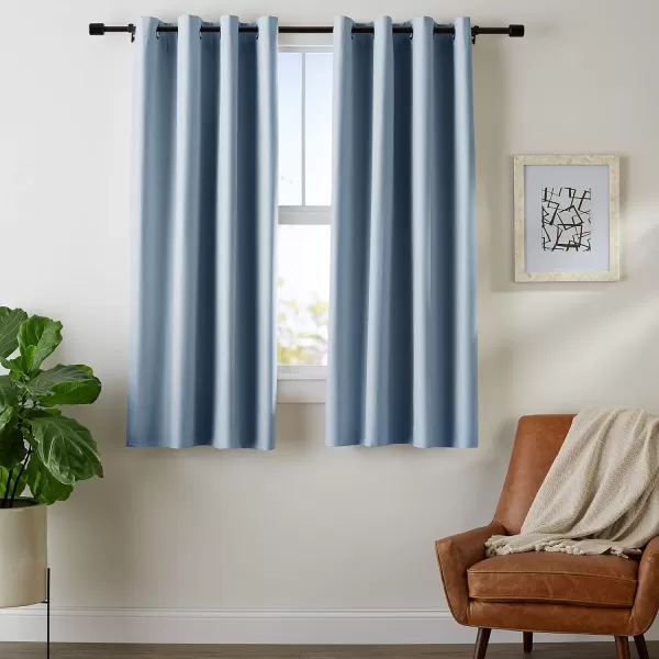 Amazon Basics Room Darkening Blackout Window Curtain with Grommets 52 x 84 Inches White  Set of 2Light Blue