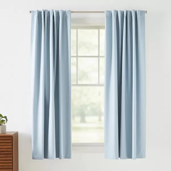 Amazon Basics Room Darkening Blackout Window Curtain with Grommets 52 x 84 Inches White  Set of 2Light Blue
