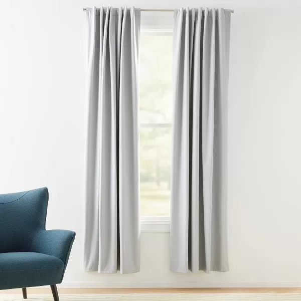 Amazon Basics Room Darkening Blackout Window Curtain with Grommets 52 x 84 Inches White  Set of 2Light Gray