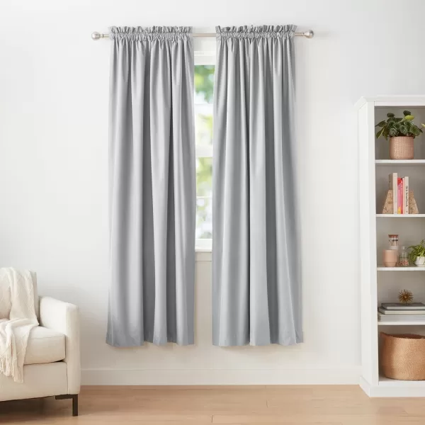 Amazon Basics Room Darkening Blackout Window Curtain with Grommets 52 x 84 Inches White  Set of 2Light Gray