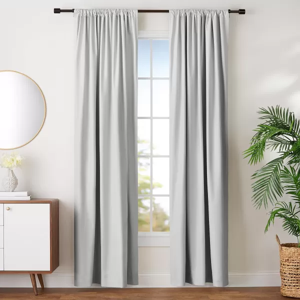 Amazon Basics Room Darkening Blackout Window Curtain with Grommets 52 x 84 Inches White  Set of 2Light Gray