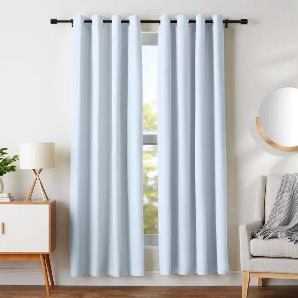 Amazon Basics Room Darkening Blackout Window Curtain with Grommets 52 x 84 Inches White  Set of 2Light Gray