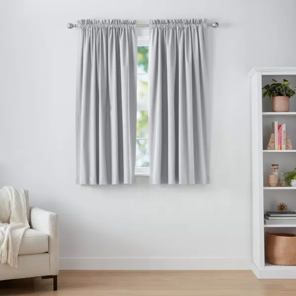 Amazon Basics Room Darkening Blackout Window Curtain with Grommets 52 x 84 Inches White  Set of 2Light Gray