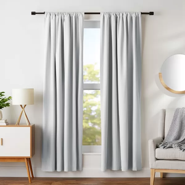 Amazon Basics Room Darkening Blackout Window Curtain with Grommets 52 x 84 Inches White  Set of 2Light Gray