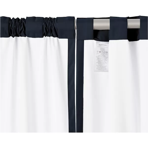 Amazon Basics Room Darkening Blackout Window Curtain with Grommets 52 x 84 Inches White  Set of 2Navy