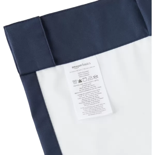 Amazon Basics Room Darkening Blackout Window Curtain with Grommets 52 x 84 Inches White  Set of 2Navy