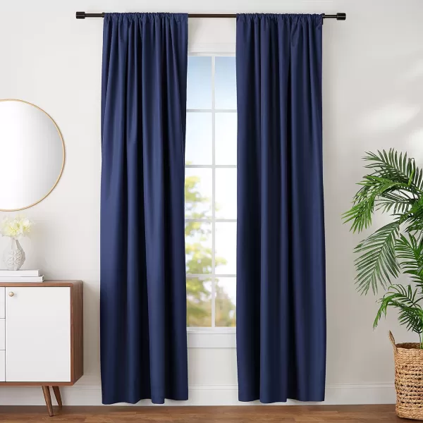 Amazon Basics Room Darkening Blackout Window Curtain with Grommets 52 x 84 Inches White  Set of 2Navy