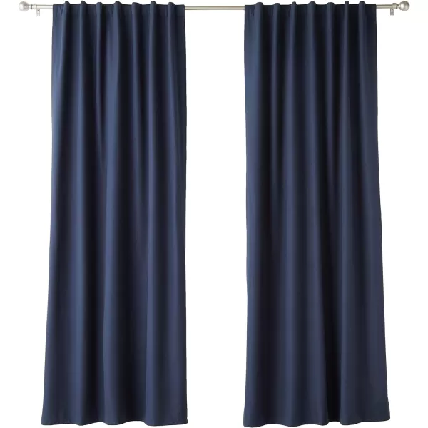 Amazon Basics Room Darkening Blackout Window Curtain with Grommets 52 x 84 Inches White  Set of 2Navy