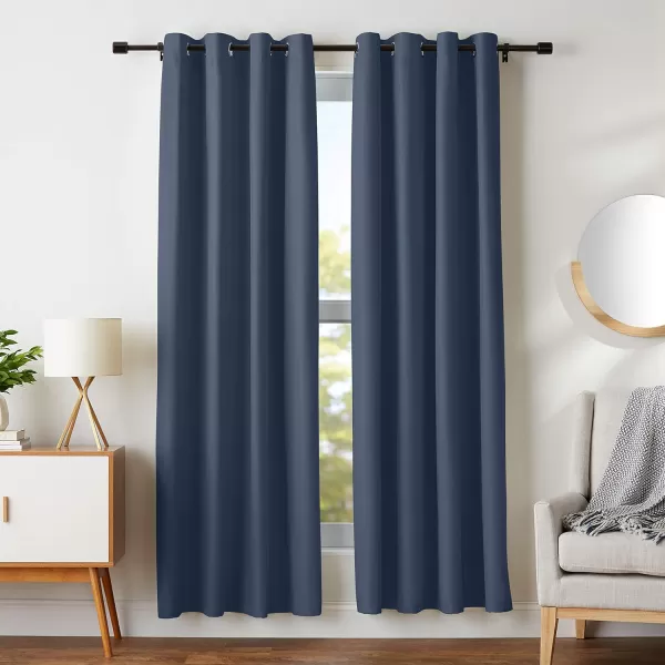 Amazon Basics Room Darkening Blackout Window Curtain with Grommets 52 x 84 Inches White  Set of 2Navy