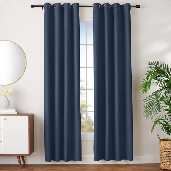 Amazon Basics Room Darkening Blackout Window Curtain with Grommets 52 x 84 Inches White  Set of 2Navy