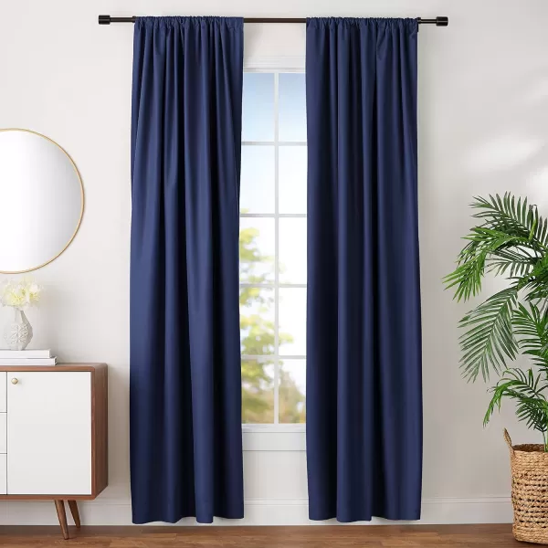 Amazon Basics Room Darkening Blackout Window Curtain with Grommets 52 x 84 Inches White  Set of 2Navy