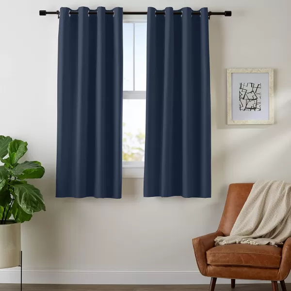 Amazon Basics Room Darkening Blackout Window Curtain with Grommets 52 x 84 Inches White  Set of 2Navy