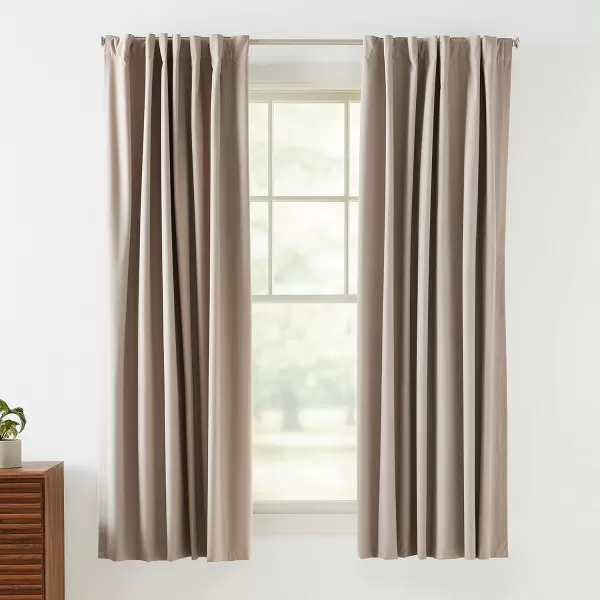 Amazon Basics Room Darkening Blackout Window Curtain with Grommets 52 x 84 Inches White  Set of 2Taupe