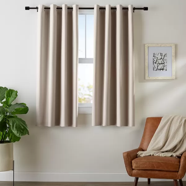 Amazon Basics Room Darkening Blackout Window Curtain with Grommets 52 x 84 Inches White  Set of 2Taupe