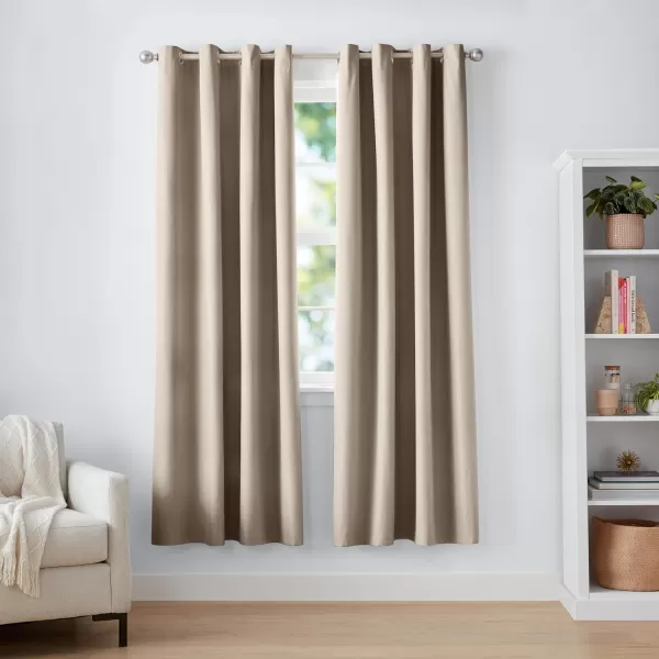 Amazon Basics Room Darkening Blackout Window Curtain with Grommets 52 x 84 Inches White  Set of 2Taupe