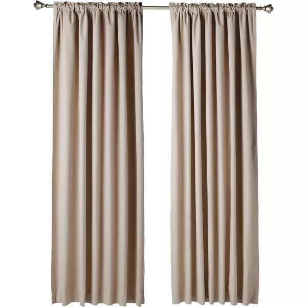 Amazon Basics Room Darkening Blackout Window Curtain with Grommets 52 x 84 Inches White  Set of 2Taupe