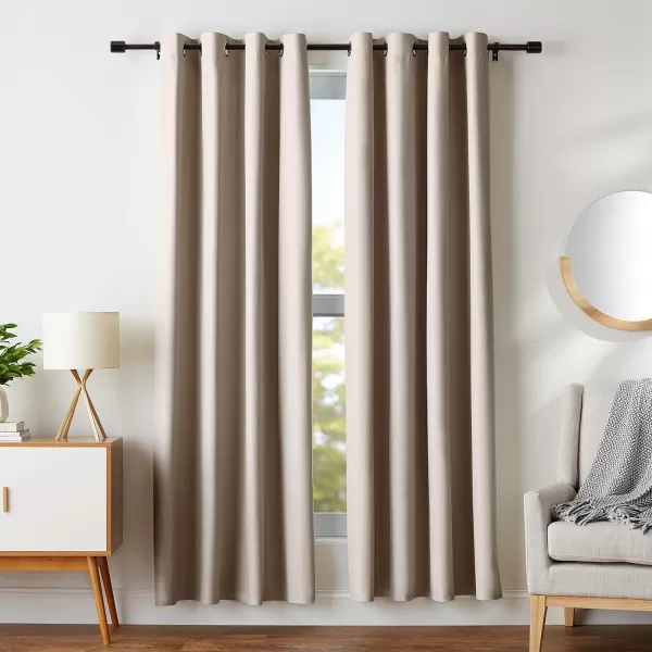 Amazon Basics Room Darkening Blackout Window Curtain with Grommets 52 x 84 Inches White  Set of 2Taupe