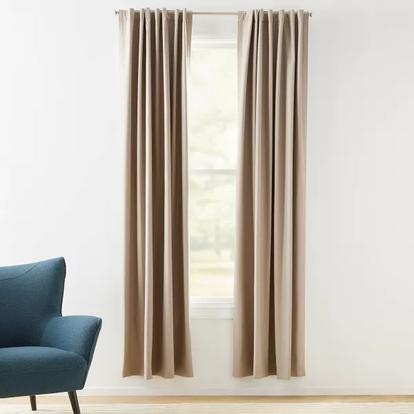 Amazon Basics Room Darkening Blackout Window Curtain with Grommets 52 x 84 Inches White  Set of 2Taupe