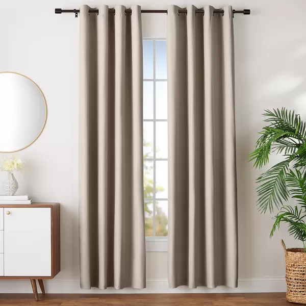 Amazon Basics Room Darkening Blackout Window Curtain with Grommets 52 x 84 Inches White  Set of 2Taupe