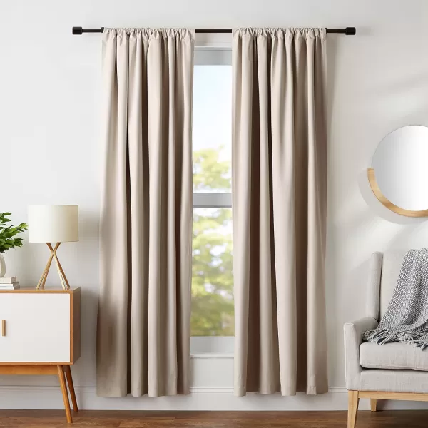 Amazon Basics Room Darkening Blackout Window Curtain with Grommets 52 x 84 Inches White  Set of 2Taupe