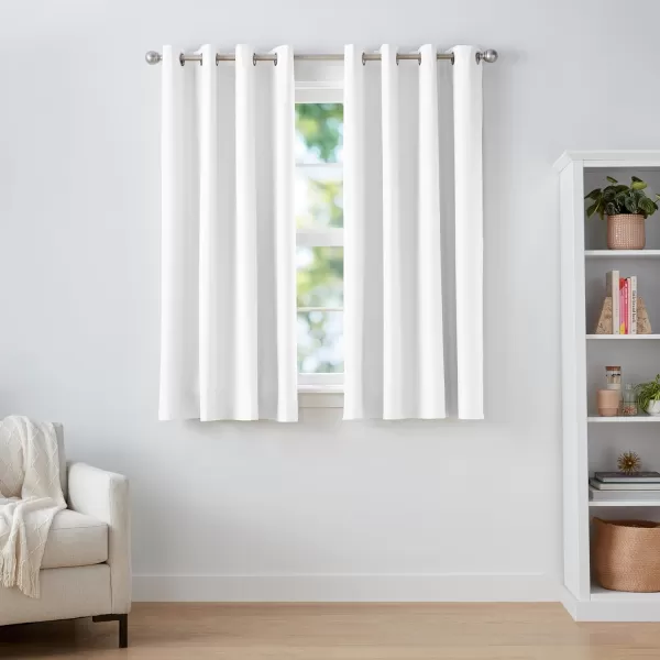 Amazon Basics Room Darkening Blackout Window Curtain with Grommets 52 x 84 Inches White  Set of 2White