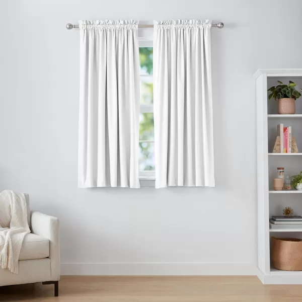 Amazon Basics Room Darkening Blackout Window Curtain with Grommets 52 x 84 Inches White  Set of 2White