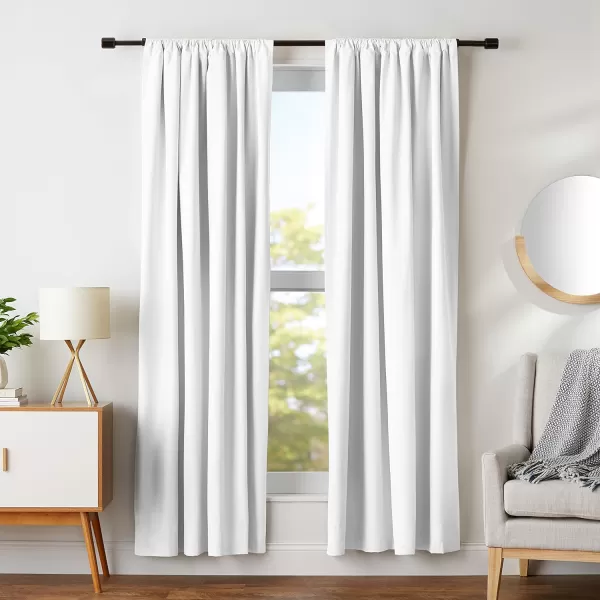 Amazon Basics Room Darkening Blackout Window Curtain with Grommets 52 x 84 Inches White  Set of 2White