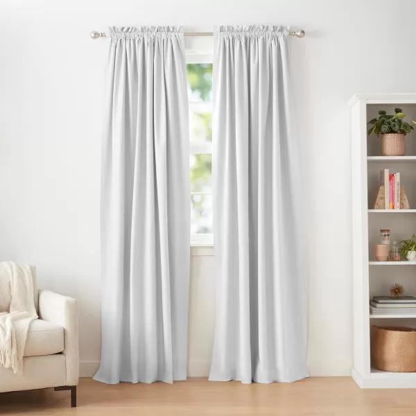 Amazon Basics Room Darkening Blackout Window Curtain with Grommets 52 x 84 Inches White  Set of 2White