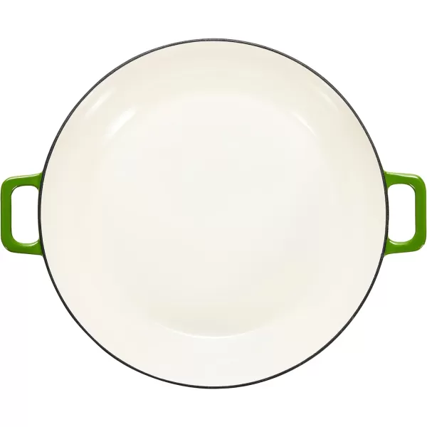 Amazon Basics Round Enameled Cast Iron Covered Casserole Skillet 33quart Matte NavyGreen