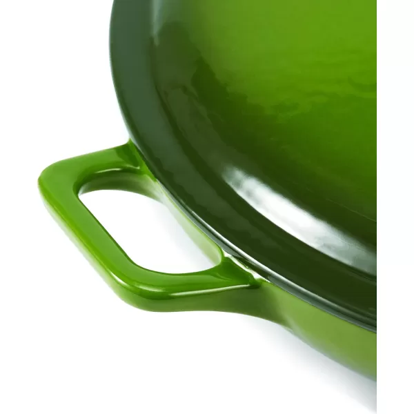 Amazon Basics Round Enameled Cast Iron Covered Casserole Skillet 33quart Matte NavyGreen