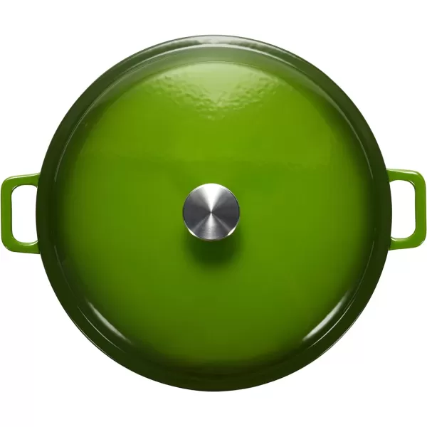 Amazon Basics Round Enameled Cast Iron Covered Casserole Skillet 33quart Matte NavyGreen