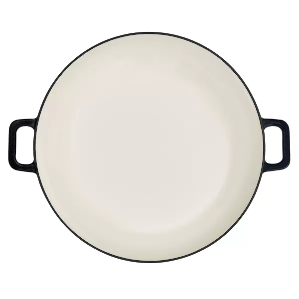 Amazon Basics Round Enameled Cast Iron Covered Casserole Skillet 33quart Matte NavyMatte Navy